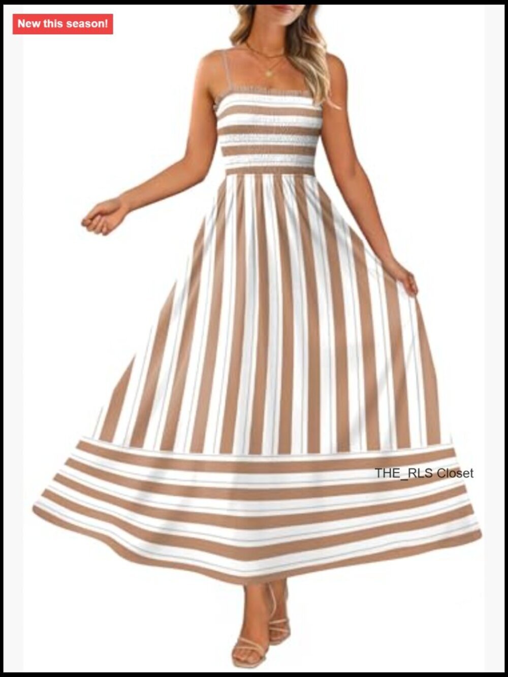 Spaghetti Strap Maxi Dress Smocked with Pockets Casual Boho Beach - Picture 2 of 7